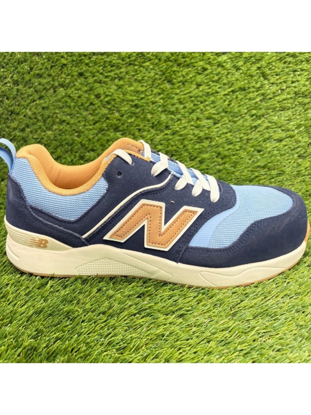New Balance Elite Lite Mens Size 9.5 Blue Brown Composite Toe Safety Work Shoes